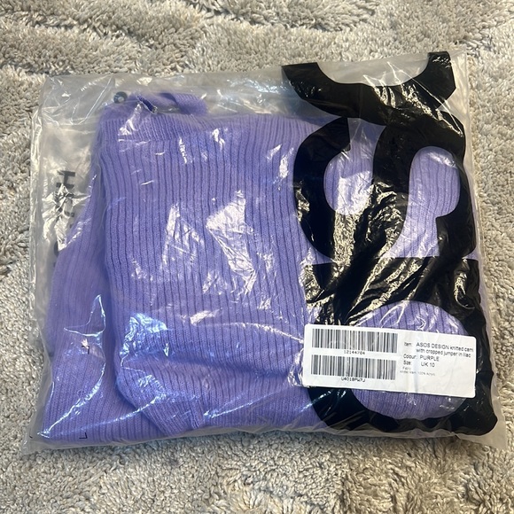 ASOS DESIGN knitted cami with cropped sweater in lilac - Picture 5 of 7